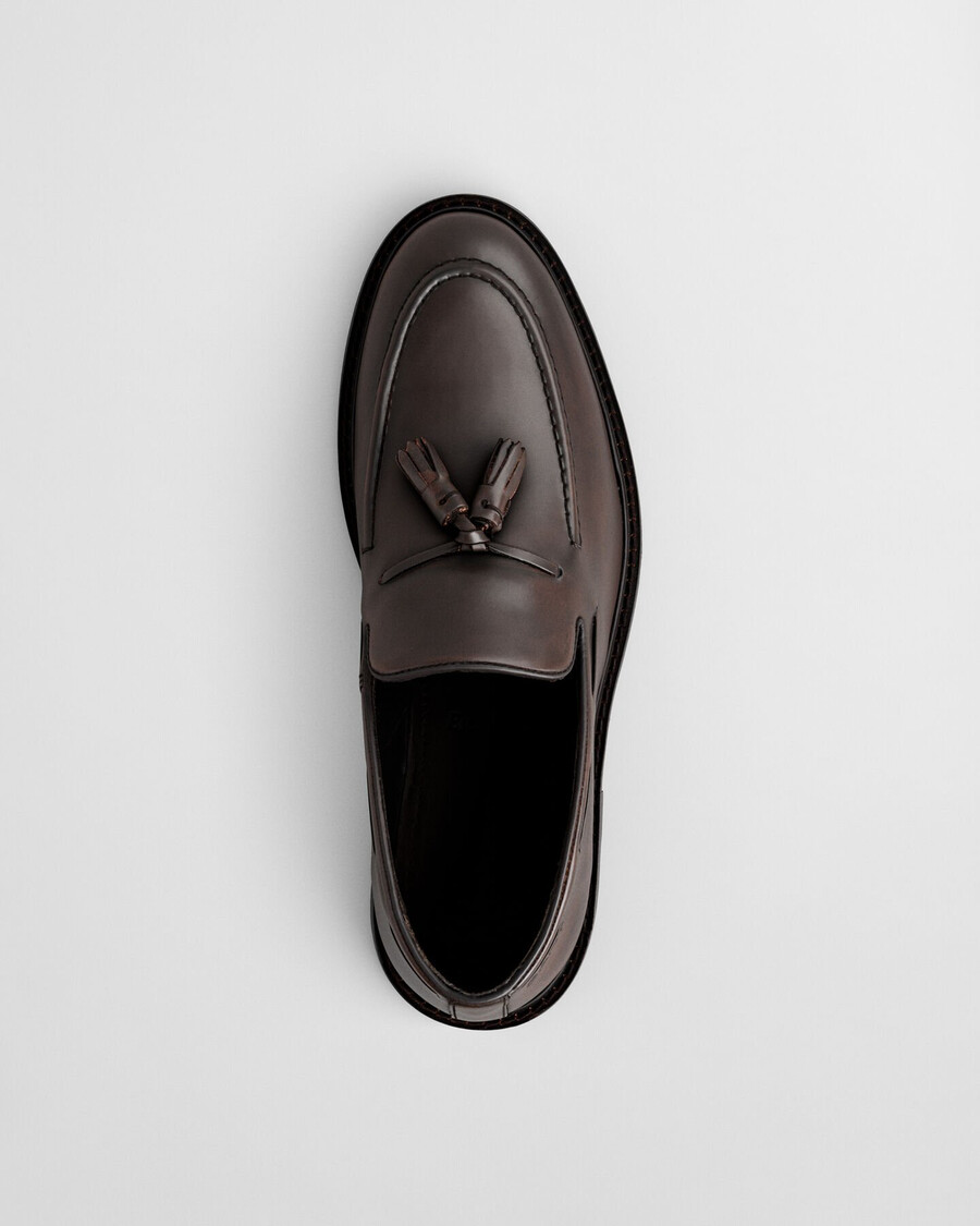mocassins de couro lozham - marrom escuro