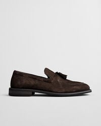 mocassins de camurça lozham - marrom escuro