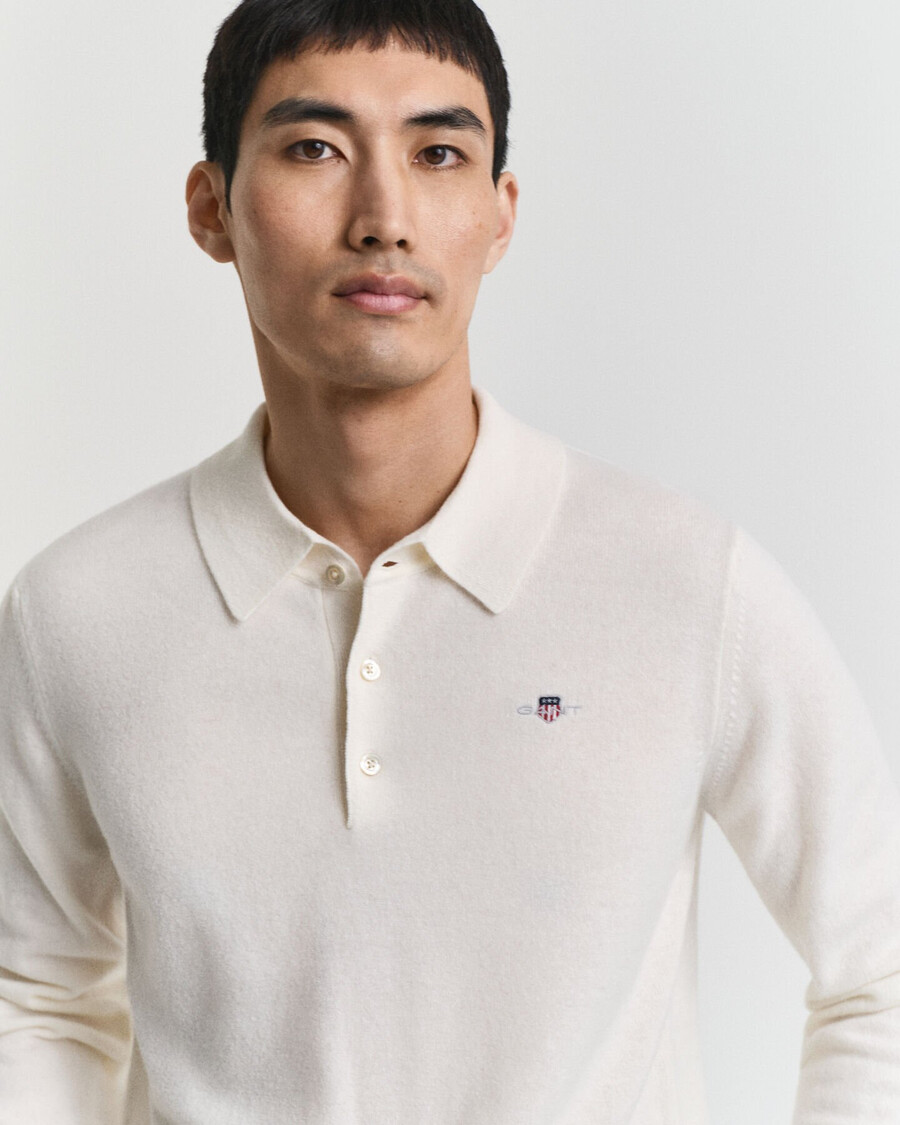 polo de lã de cordeiro superfina - creme