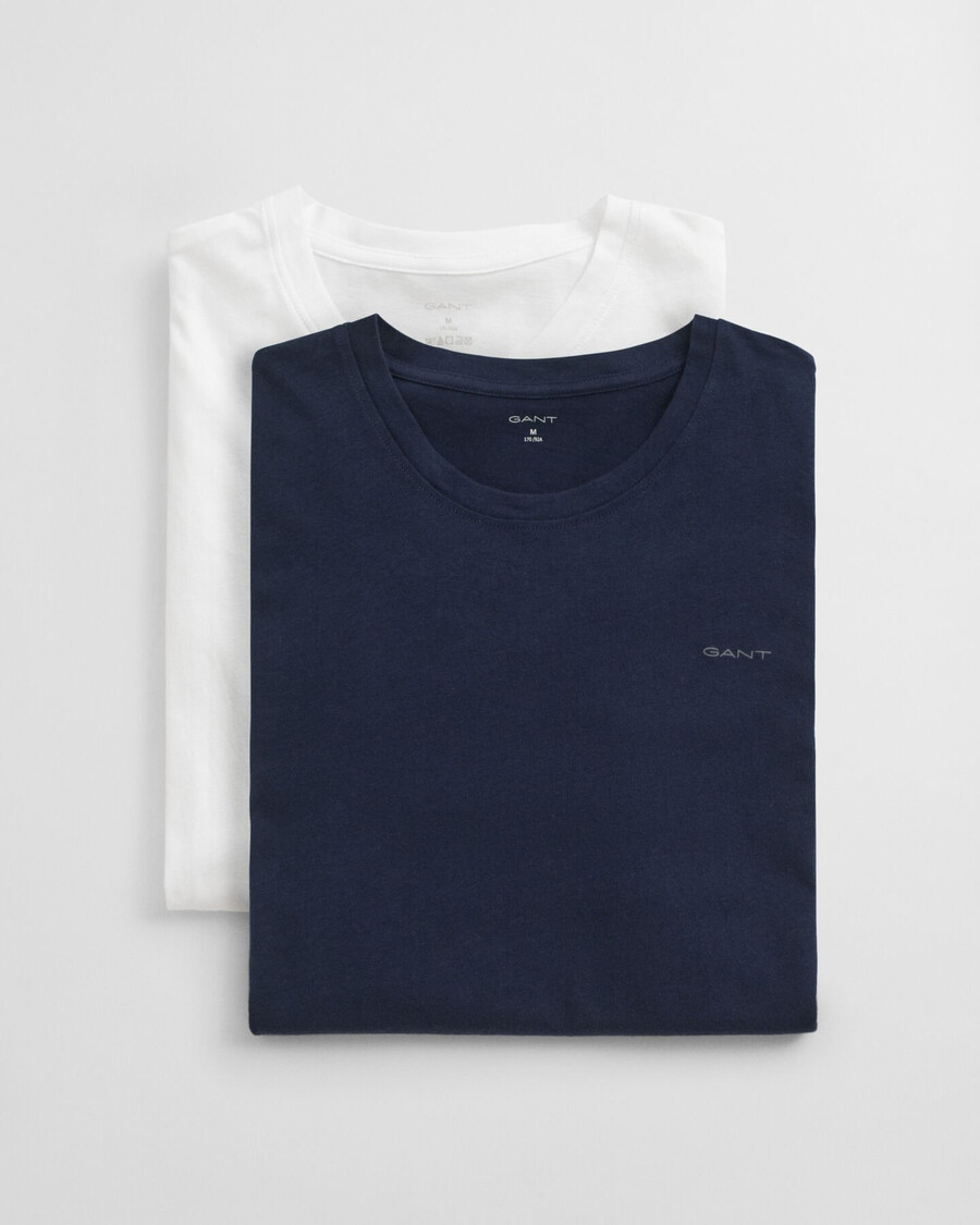 conjunto com 2 camisetas de gola redonda - azul-marinho branca