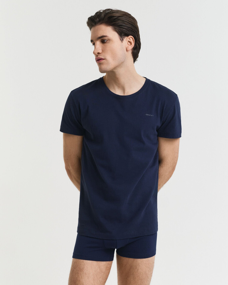 conjunto com 2 camisetas de gola redonda - azul-marinho branca