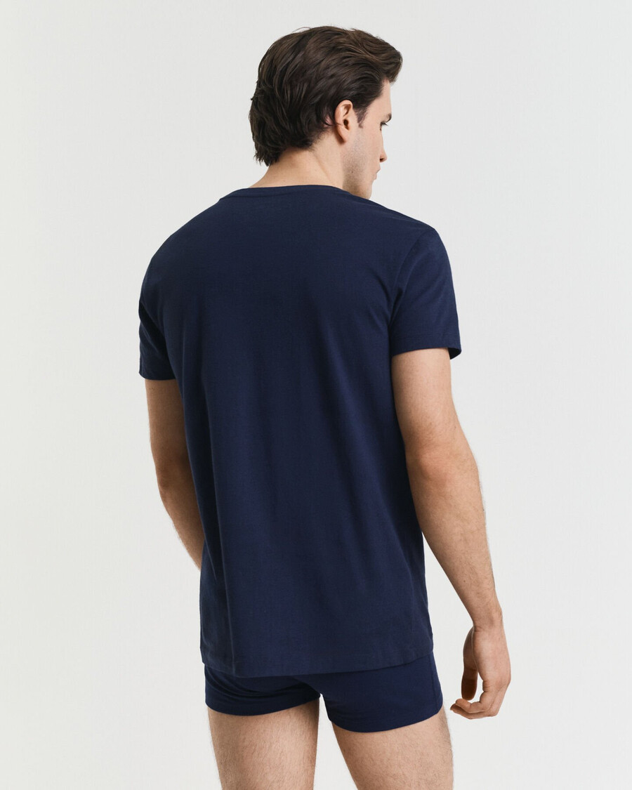conjunto com 2 camisetas de gola redonda - azul-marinho branca