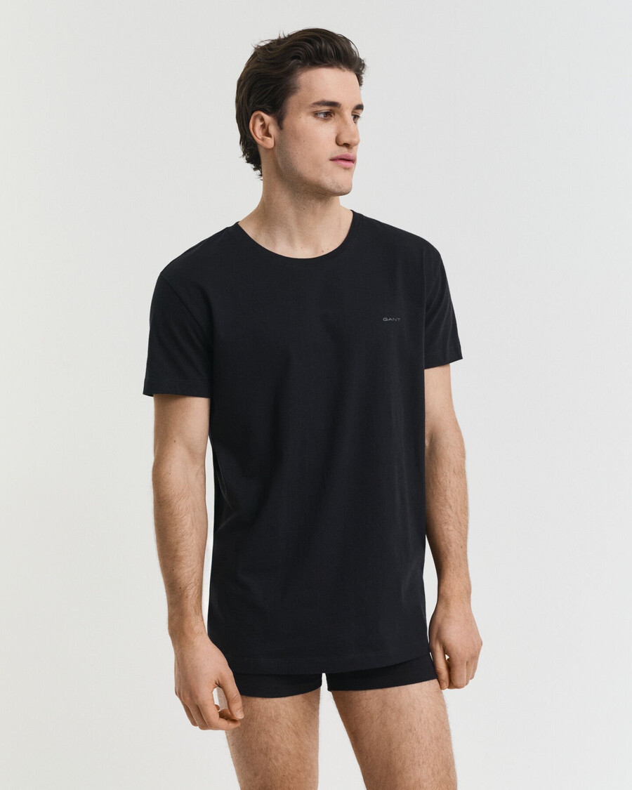 conjunto com 2 camisetas de gola redonda - pretobranco