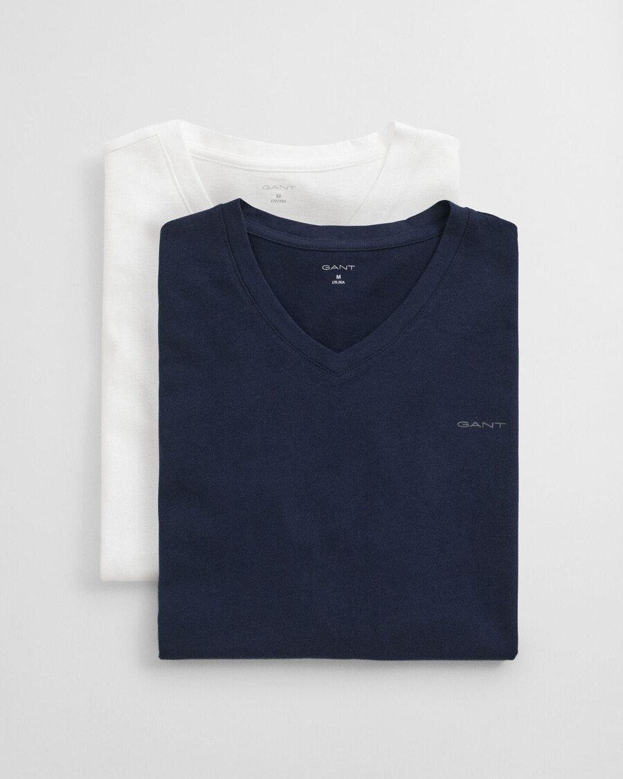 conjunto de 2 camisetas com decote em v - azul-marinho branco