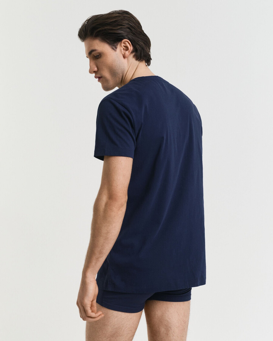 conjunto de 2 camisetas com decote em v - azul-marinho branco
