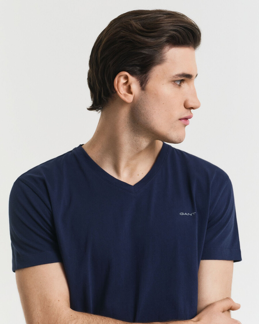 conjunto de 2 camisetas com decote em v - azul-marinho branco