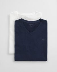 conjunto de 2 camisetas com decote em v - azul-marinho branco