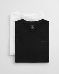 conjunto com 2 camisetas de gola v - pretobranco