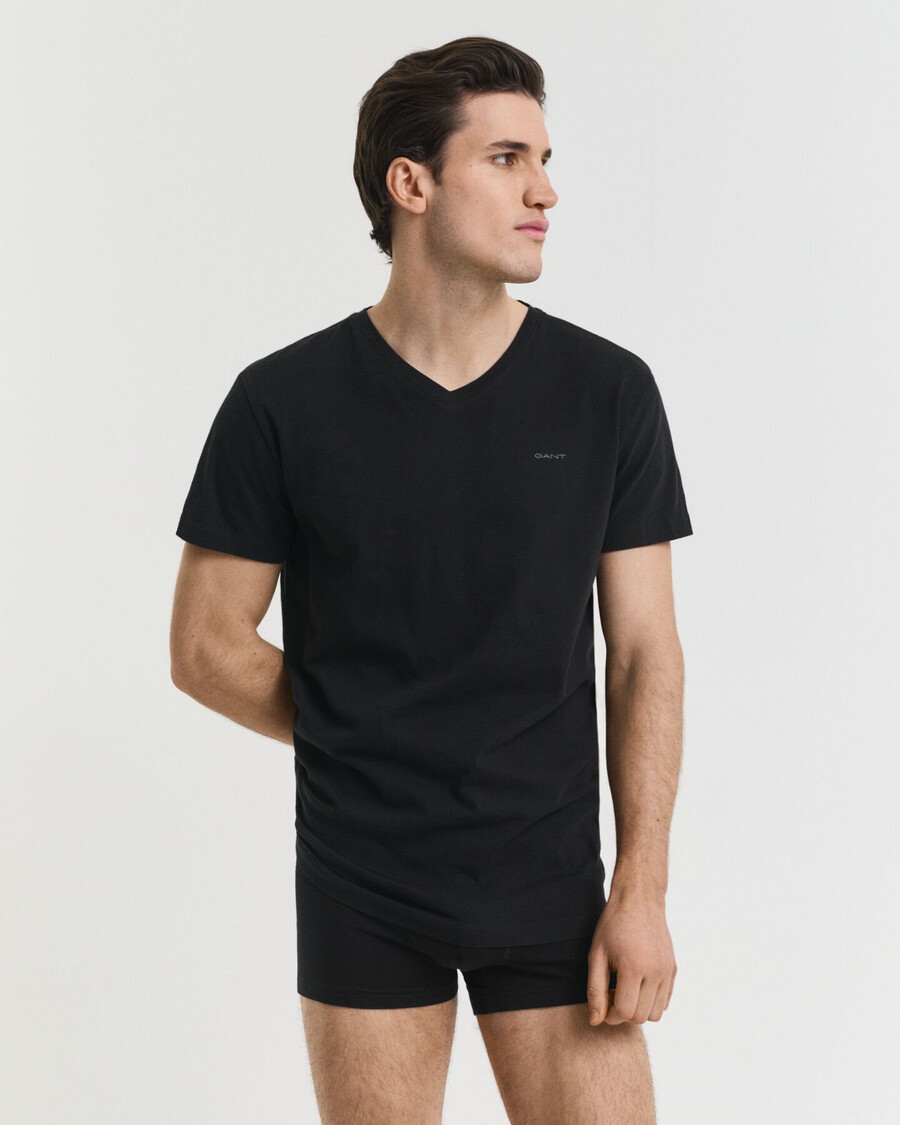 pacote com 2 camisetas com decote em v - pretas