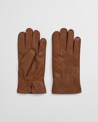 luvas de couro com forro de cashmere - conhaque
