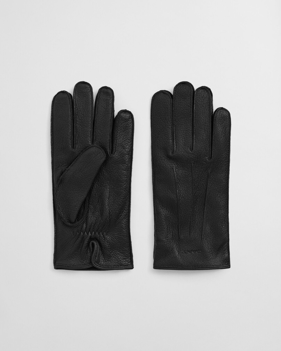 luvas de couro com forro de cashmere - pretas