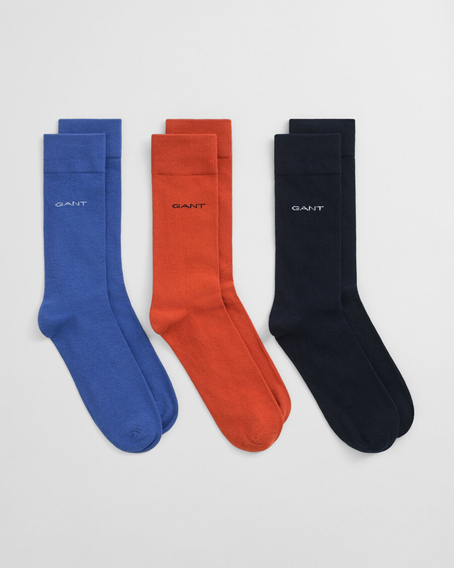 pacote com 3 pares de meias de algodão macio - azul intenso