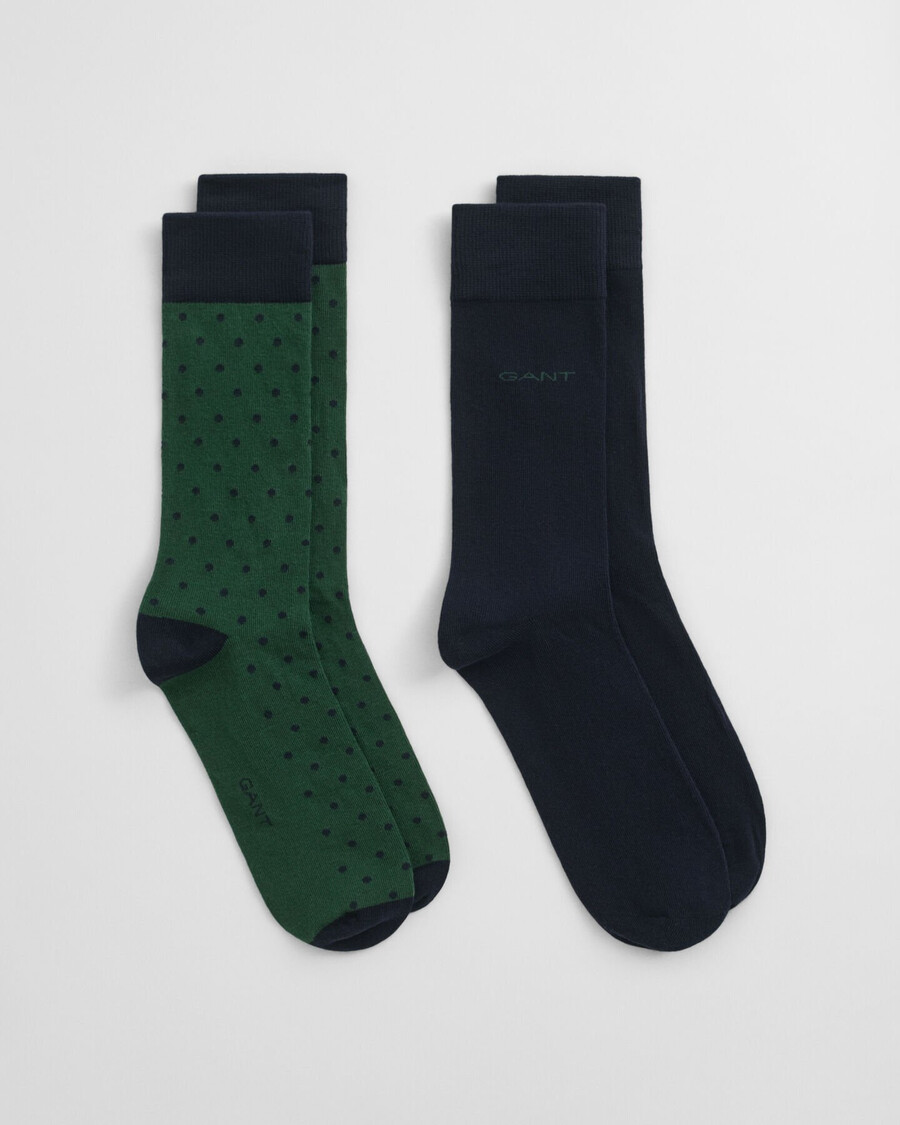 conjunto de 2 meias com estampa de bolinhas e lisas - verde floresta