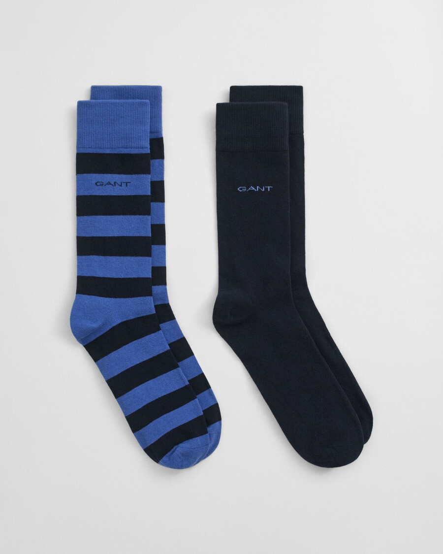 conjunto de 2 meias listradas e lisas - azul intenso