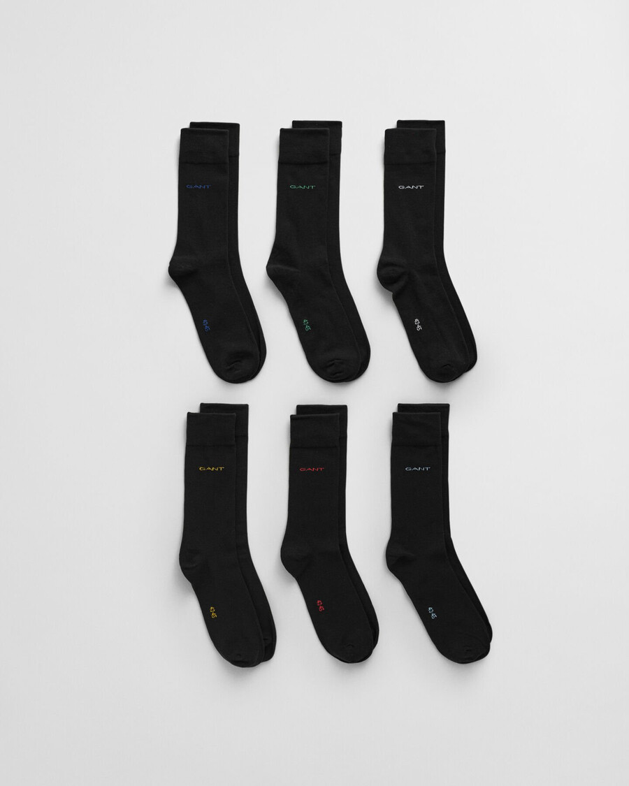 pacote com 6 pares de meias de algodão macio - pretas
