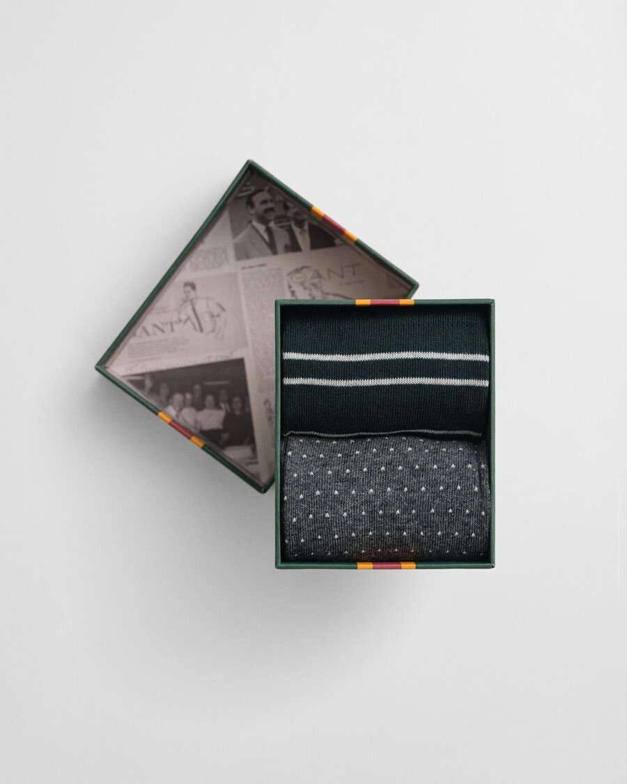 conjunto de 2 meias listradas e com bolinhas - verde xadrez