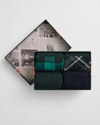conjunto de 4 pares de meias xadrez e lisas - verde tartan