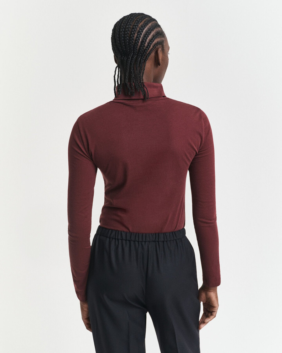 blusa de gola alta leve em algodão - vinho ameixa