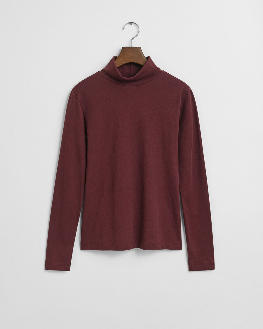blusa de gola alta leve em algodão - vinho ameixa