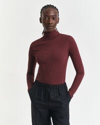 blusa de gola alta leve em algodão - vinho ameixa