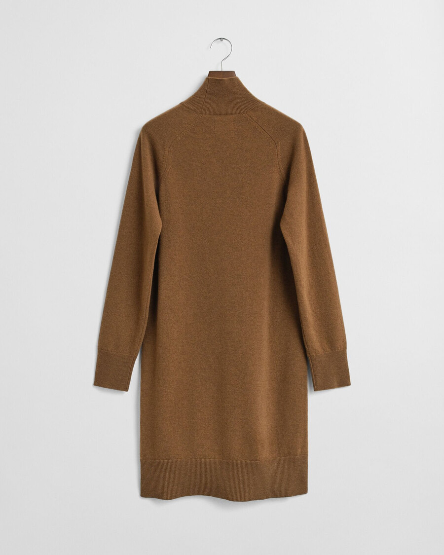 vestido de lã de cordeiro superfina tricotada - cáqui quente