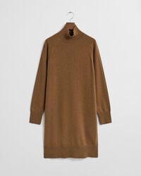 vestido de lã de cordeiro superfina tricotada - cáqui quente