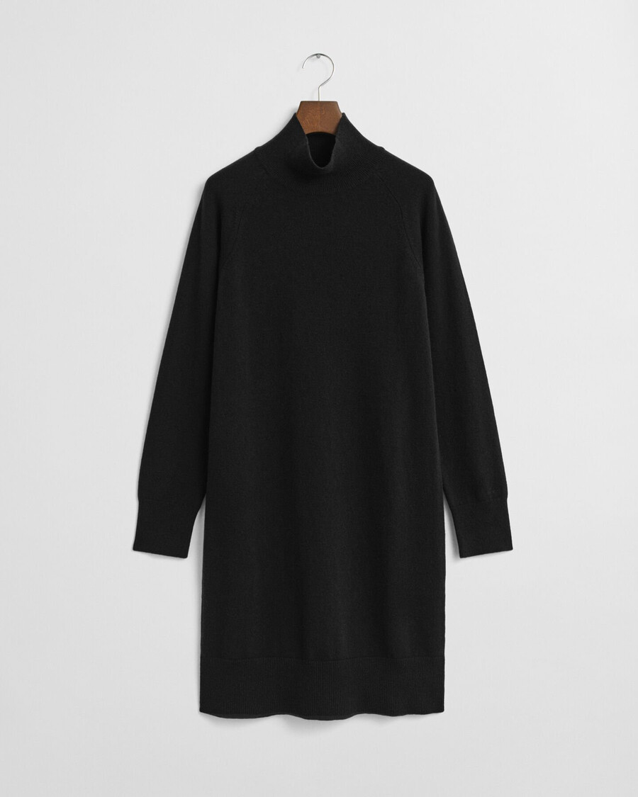 vestido de lã de cordeiro superfina tricotada - preto