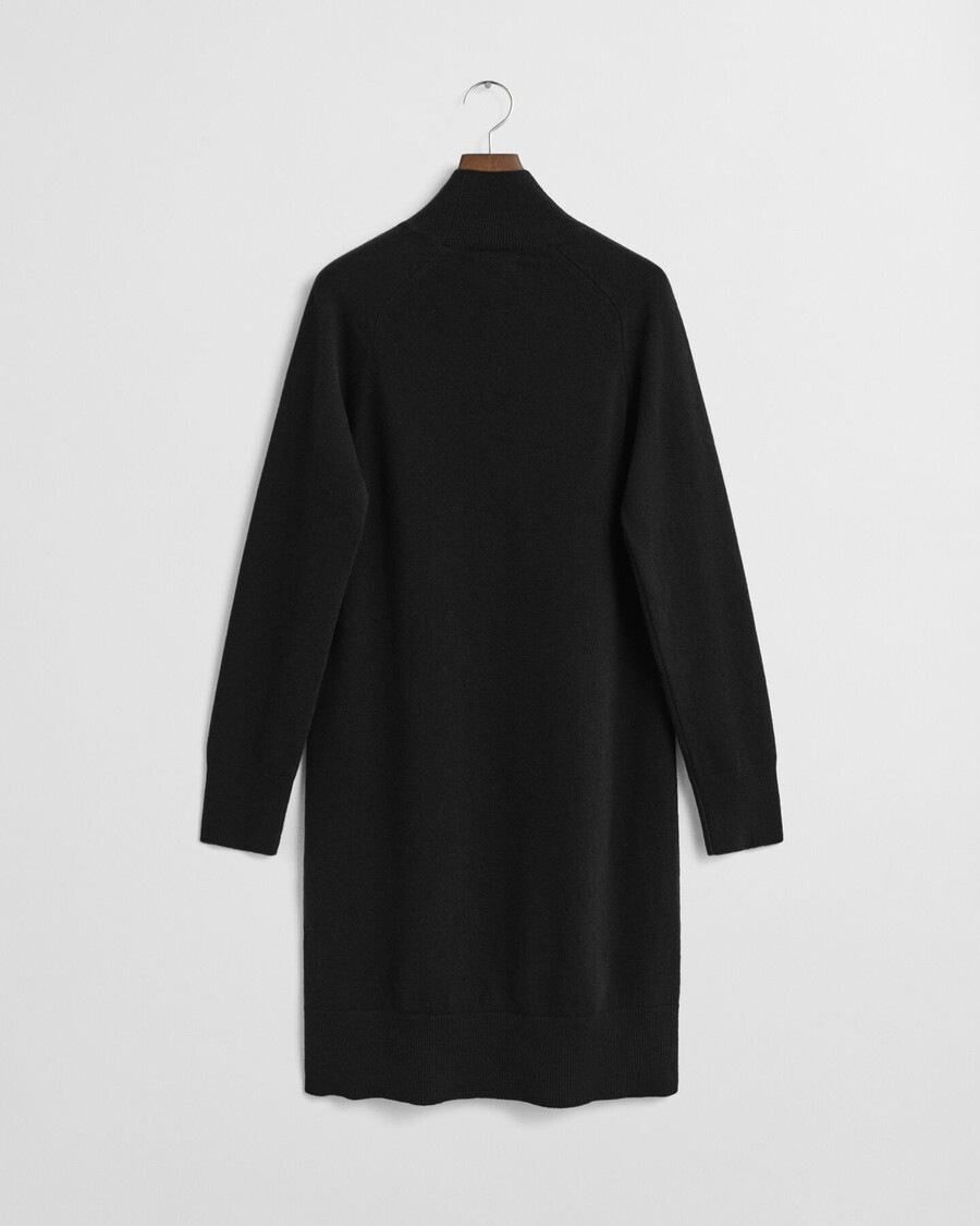 vestido de lã de cordeiro superfina tricotada - preto