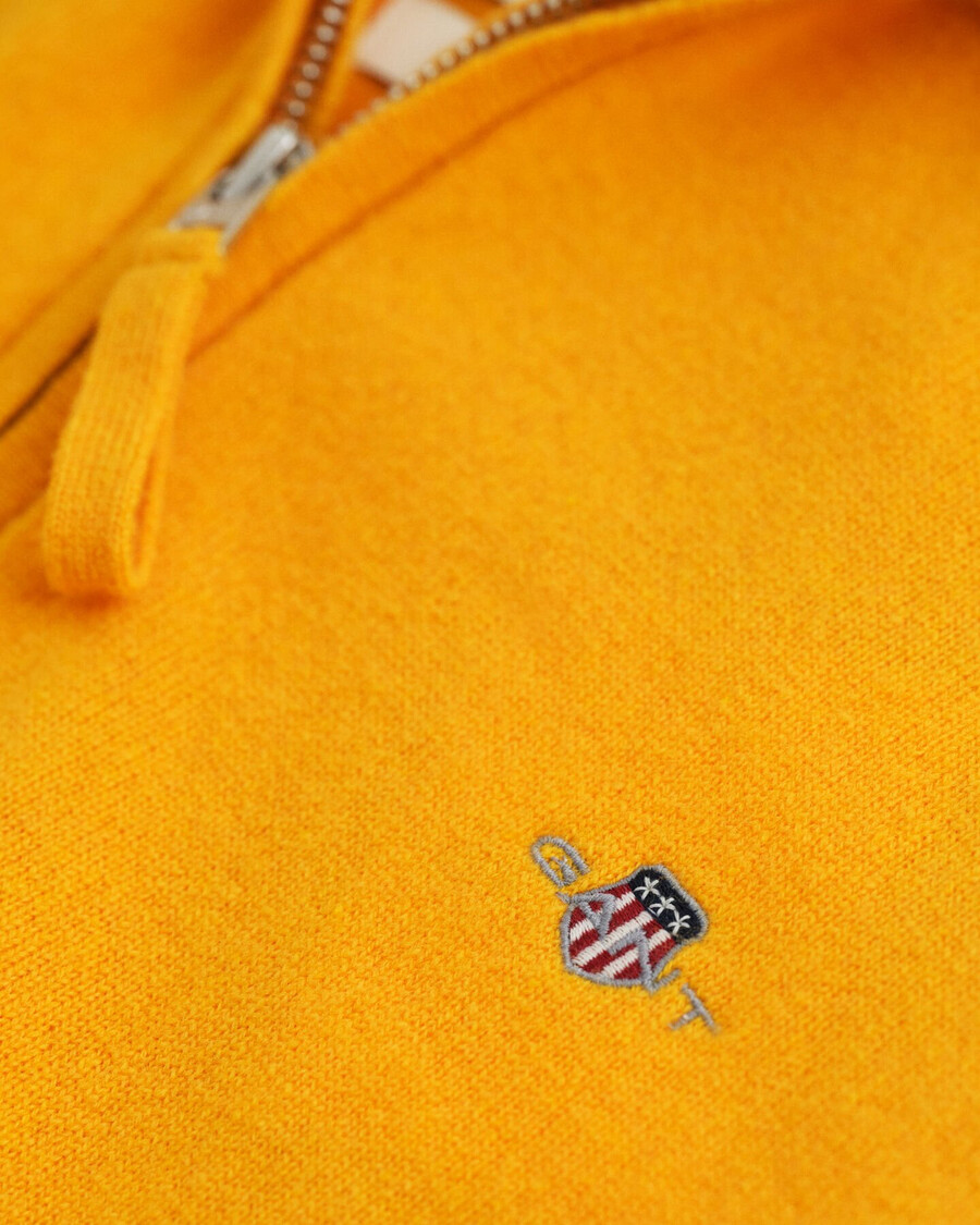 suéter de lã de cordeiro superfina com meio zíper - amarelo líquen