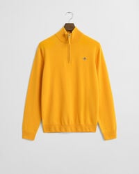 suéter de lã de cordeiro superfina com meio zíper - amarelo líquen