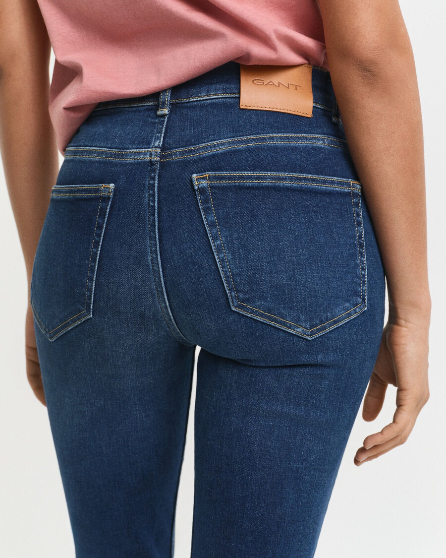 calça jeans cropped slim fit - azul escuro desbotado