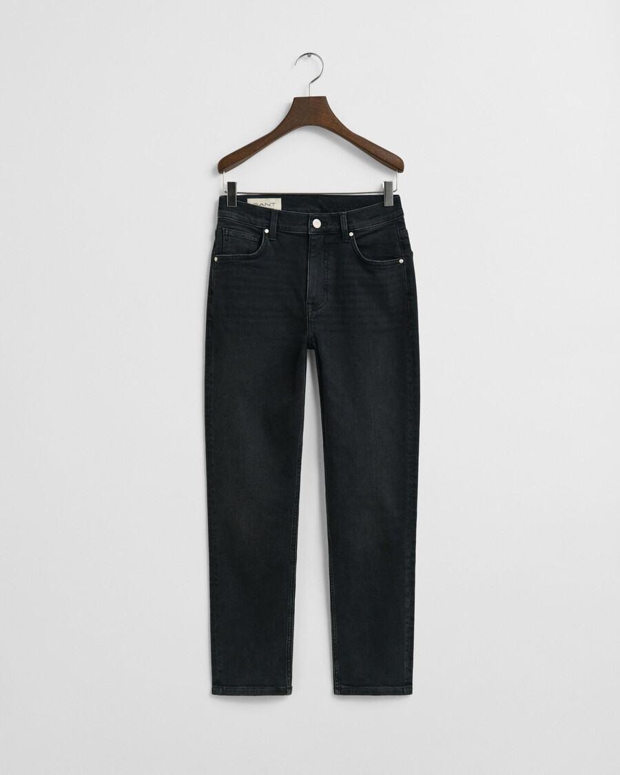 calça jeans preta cropped slim fit - preta com efeito desgastado