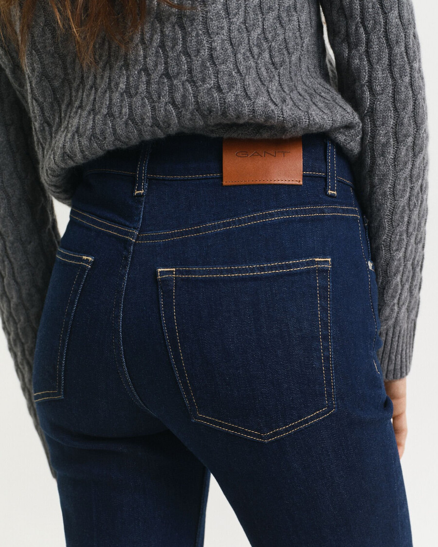 calça jeans flare slim fit - azul escuro