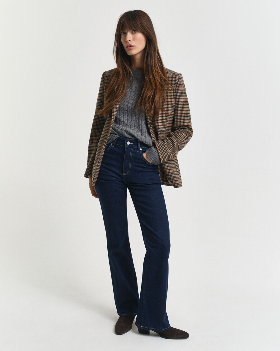 calça jeans flare slim fit - azul escuro