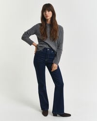 calça jeans flare slim fit - azul escuro
