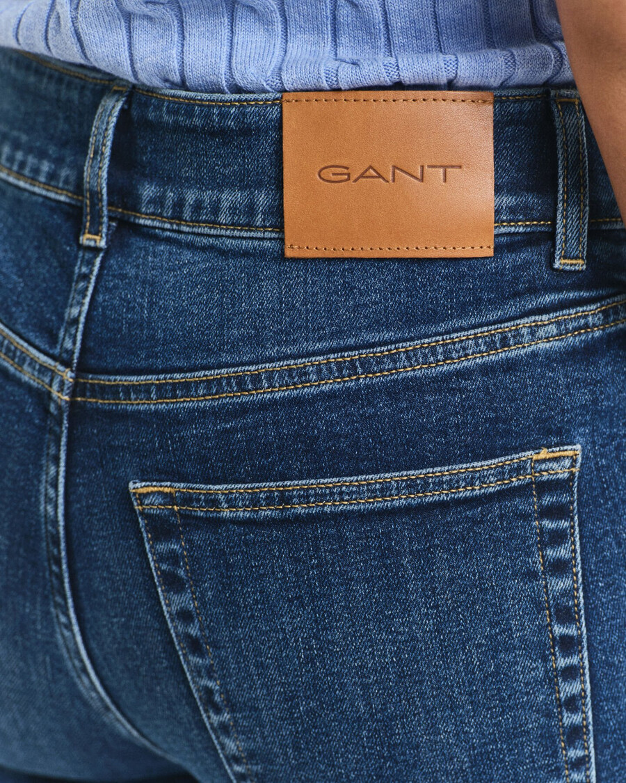 calça jeans flare slim fit - azul escuro vintage