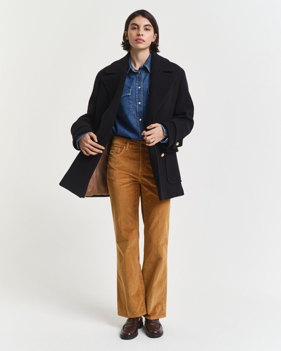 calça jeans flare de veludo cotelê - marrom whisky