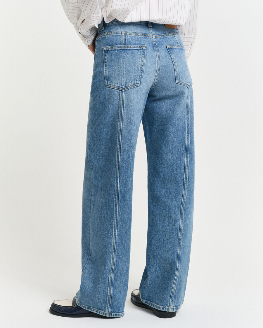 calça jeans reta com modelagem relaxada - azul médio archive