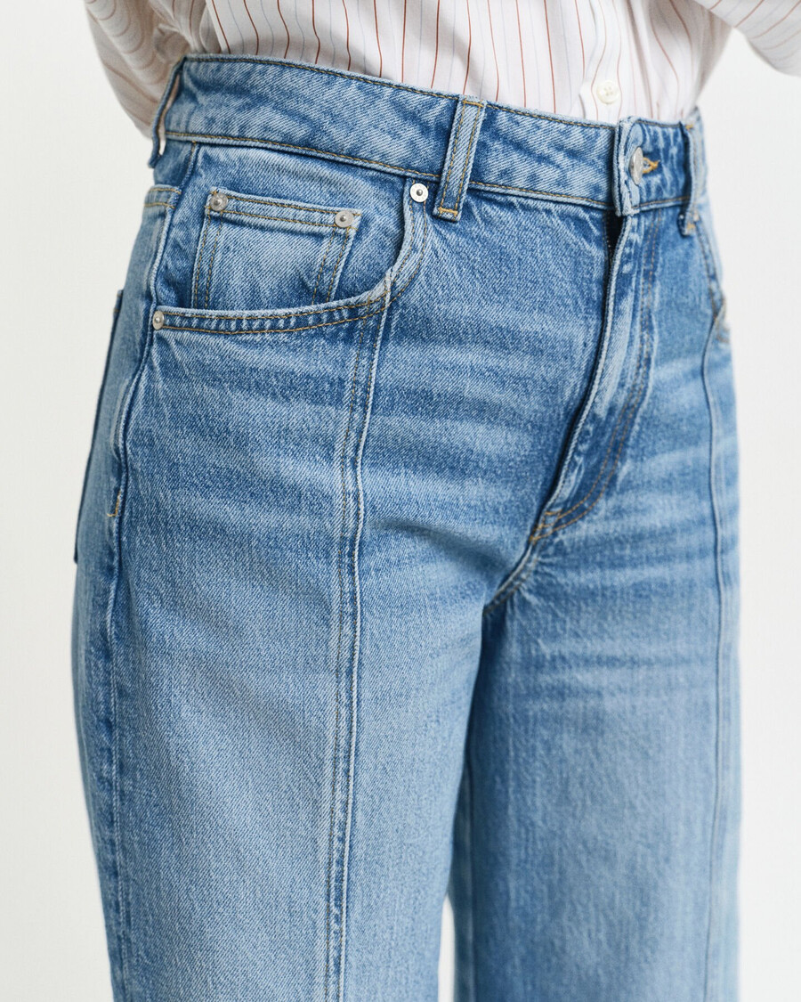 calça jeans reta com modelagem relaxada - azul médio archive