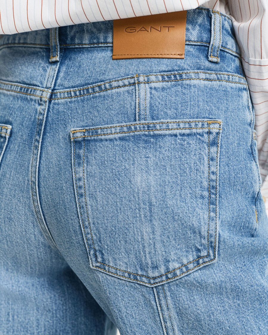 calça jeans reta com modelagem relaxada - azul médio archive