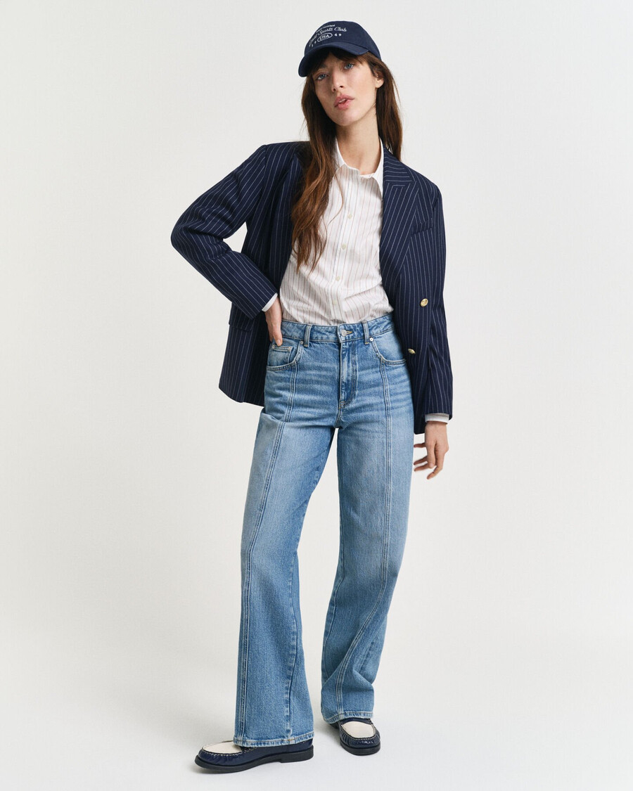 calça jeans reta com modelagem relaxada - azul médio archive