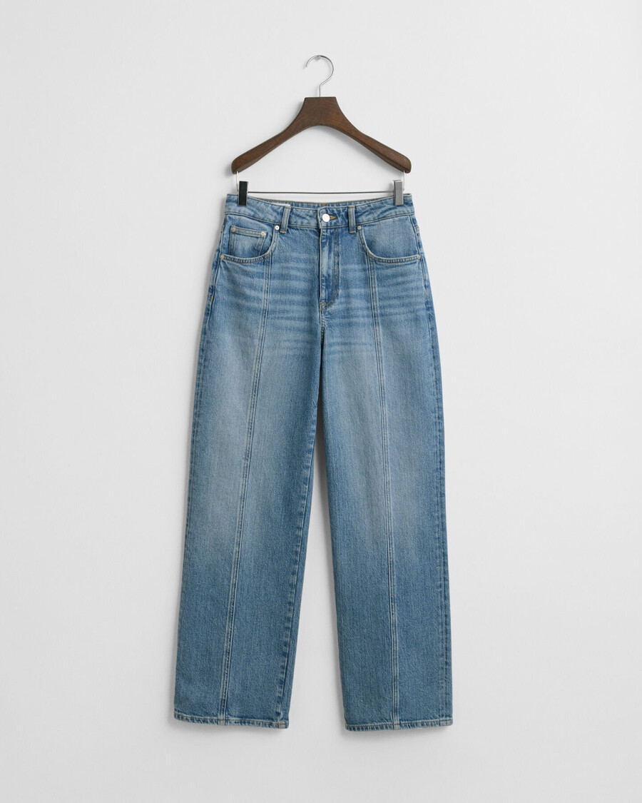 calça jeans reta com modelagem relaxada - azul médio archive