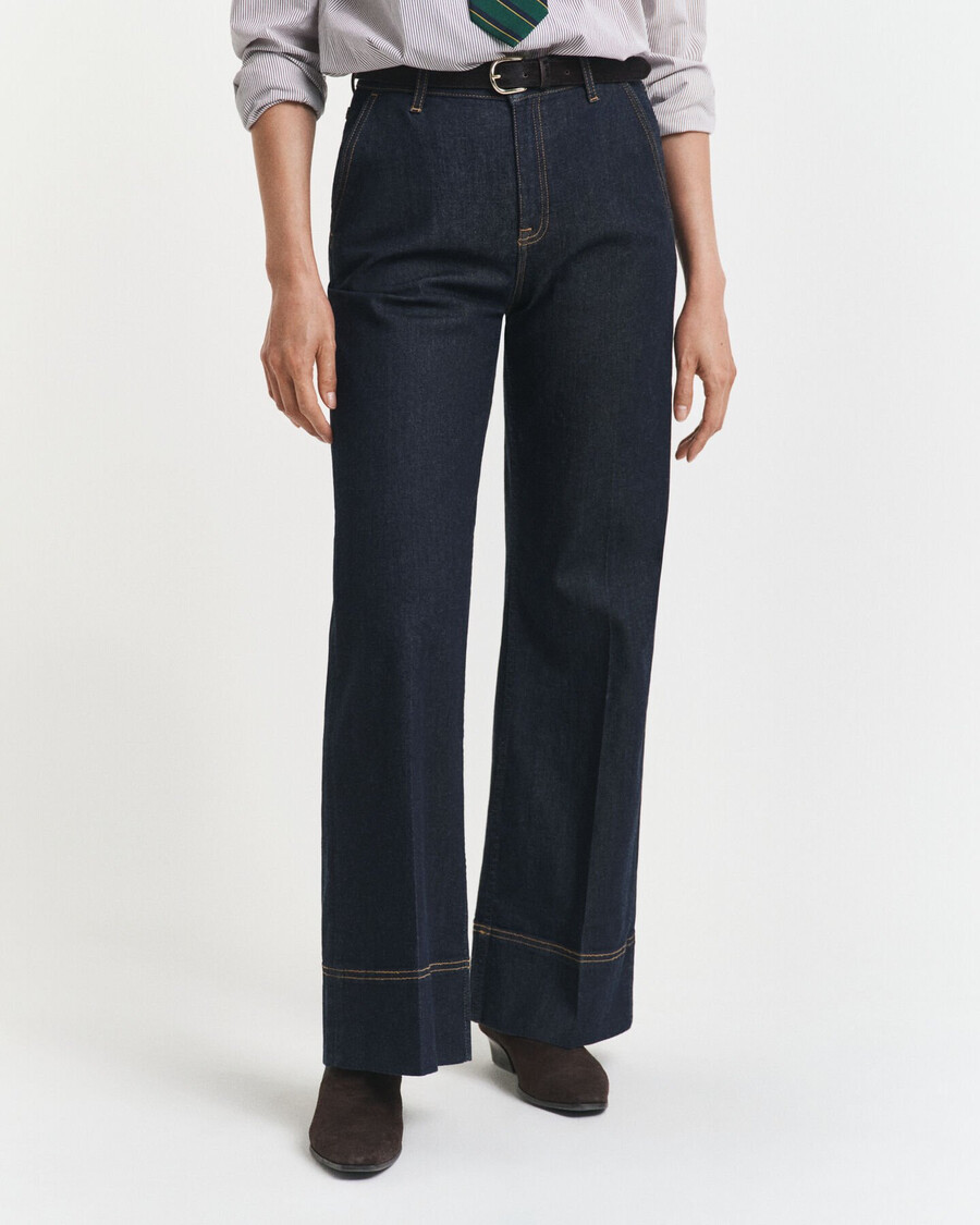 calça jeans flare de alfaiataria - azul escuro