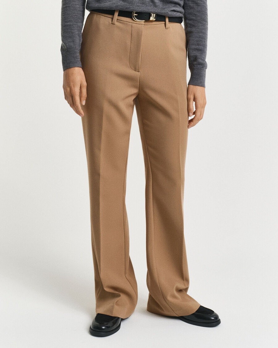 calças boca de sino slim fit - cáqui quente