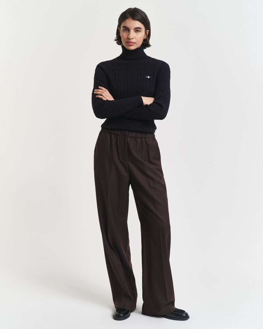 calça de lã mista estilo pullon - marrom escuro
