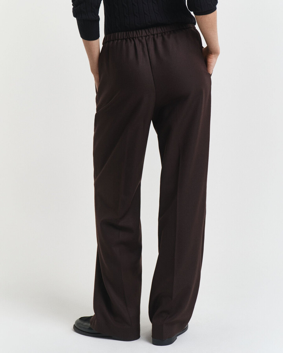 calça de lã mista estilo pullon - marrom escuro