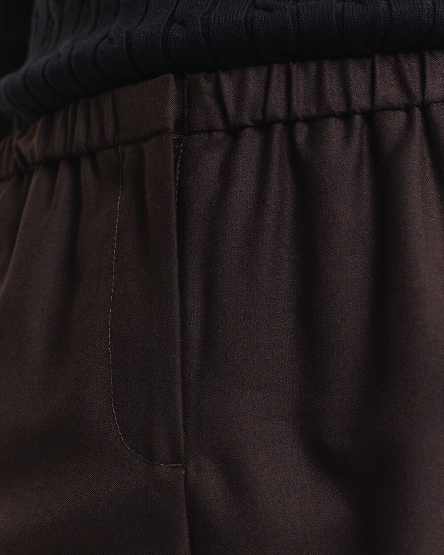 calça de lã mista estilo pullon - marrom escuro