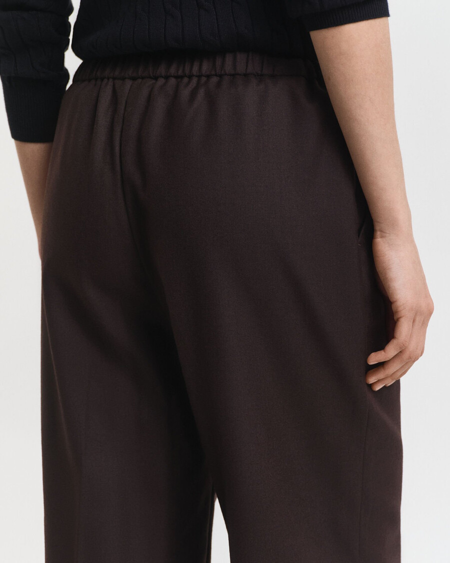 calça de lã mista estilo pullon - marrom escuro
