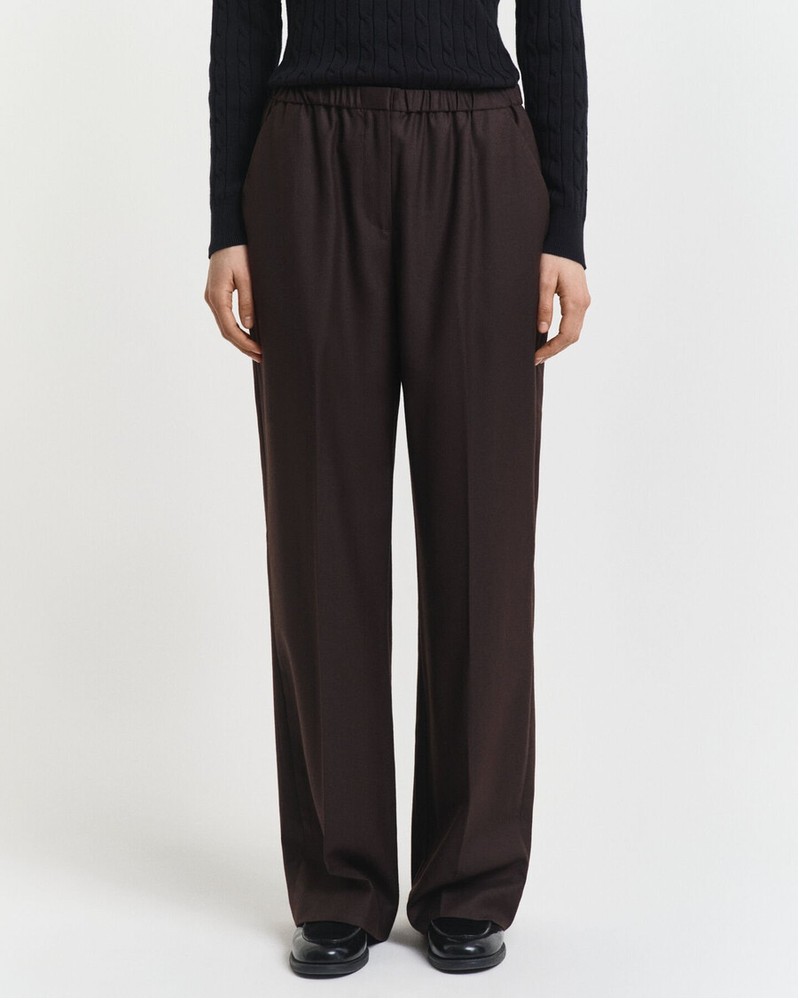 calça de lã mista estilo pullon - marrom escuro