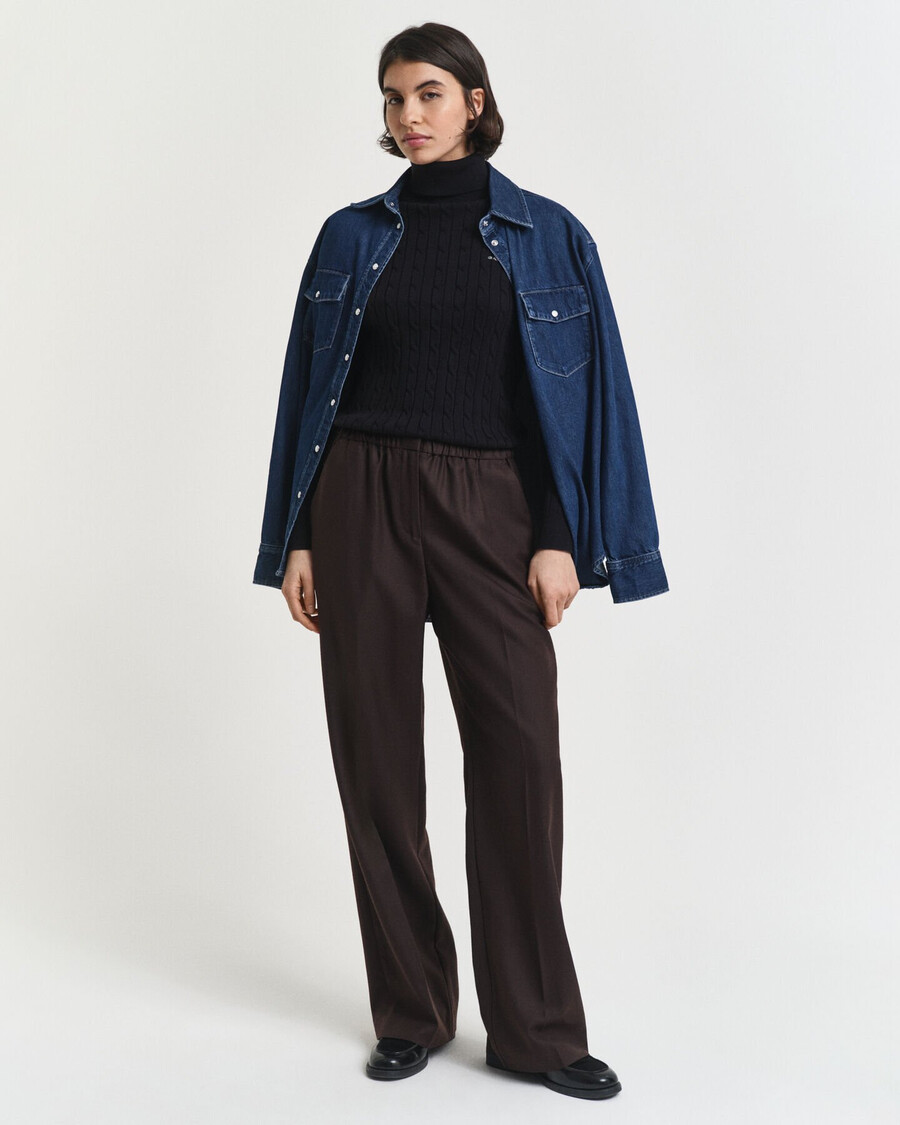 calça de lã mista estilo pullon - marrom escuro